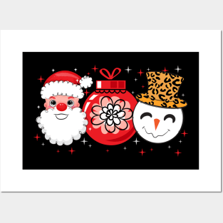 Christmas Santa Claus Snowman Bauble Posters and Art